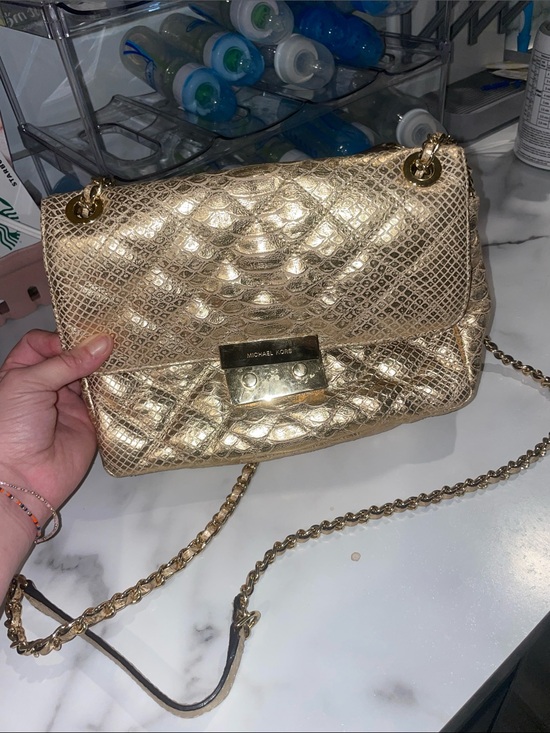 Michael Kors Handbags - Michael Kors Metallic Gold Quilted Crossbody Bag with Chain Strap
